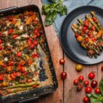 Grüner Spargel überbacken