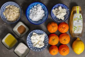 Gebackene Clementine auf einer Mascarponecreme