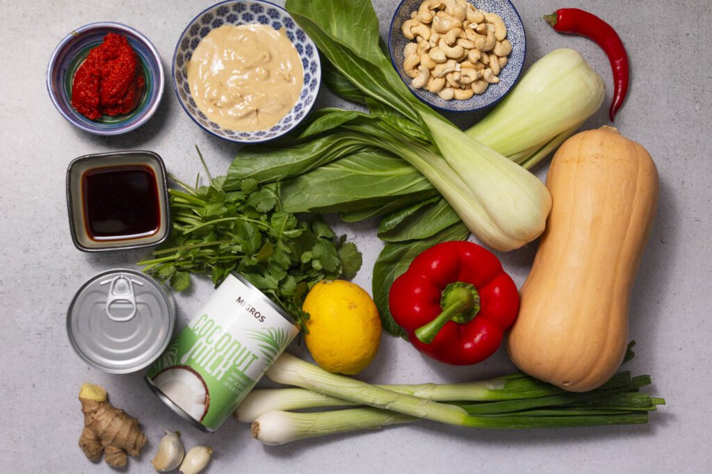 Kürbis in Curry - Kokossauce